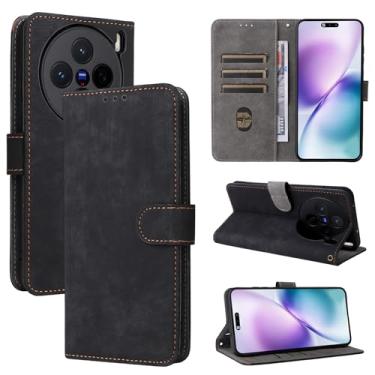 Imagem de Pzwoxukhov Capa compatível com Vivo X200s 5G, compatível com capa de telefone Vivo X200s 5G, couro PU, capa flip preta