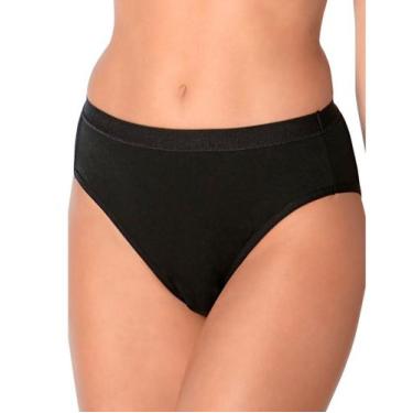 Imagem de 3 Calcinhas Cotton Plus Size Cintura Alta Lithos Demillus, Preto, XG