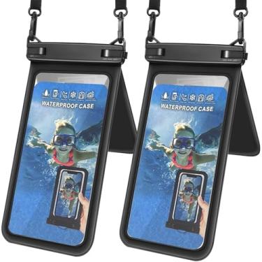 Imagem de Bolsa de telefone impermeável Double Space (pacote com 2) - Capa universal à prova d'água para celular compatível com iPhone 16/15/14/13/12 Pro Max e smartphones de até 8 polegadas, bolsa seca