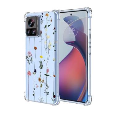 Imagem de OEURVQO Capa para celular Moto Edge X30 Pro Edge 30 Ultra com estampa floral transparente TPU macio à prova de choque antiarranhões para Motorola Edge X30 Pro (flores elegantes)