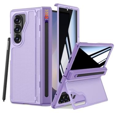 Imagem de Ruky Capa para Galaxy-Z-Fold-6 com suporte para caneta S, [sem caneta] com suporte dobrável oculto e protetor de tela de privacidade integrado, capa protetora de proteção contra quedas de dobradiça