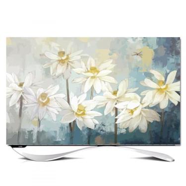 Imagem de HSTANGKY Capa de TV para LCD LED de interior capa universal antipoeira para TV protetor de ecrã com estampado floral para telas curvas/planas - flower4, 80 polegadas