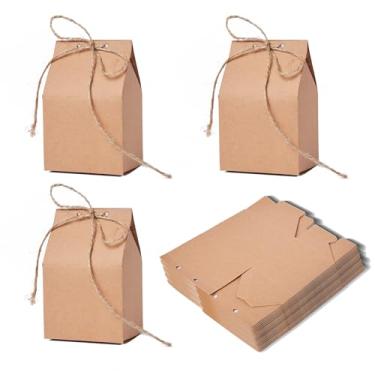 Imagem de Lamantery Mini caixa de doces de papel em forma de casa com fios caixa de embalagem de papel doce chocolate embalagem de presente para festa de casamento, Natal, aniversário, pacote com 50