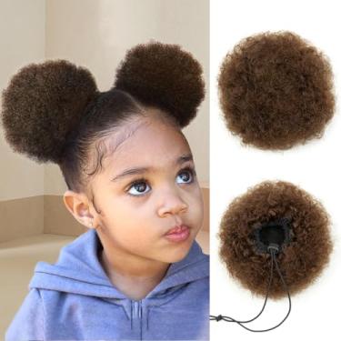 Imagem de isheeny Peruca Com Rabo De Cavalo Pequeno Para Meninas, Cabelo Humano Castanho Cordão Crianças. Enfeite Seu Visual Nosso Penteado Afro Bufante, O Acessório Perfeito Dia A E Ocasiões Especiais.