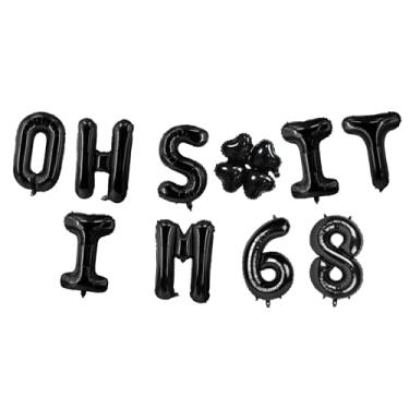 Imagem de Oh I'm 68! Balões de látex 40,6 cm preto hallo 68 Cheers to 68 anos decoração temática para homem mulher feliz 68º aniversário festa estúdio foto adereço bandeira decorações lembrancinhas suprimentos