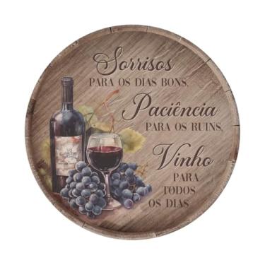 Imagem de Placa Decorativa Redonda Frase Vinho Decoração para Adega 29cm