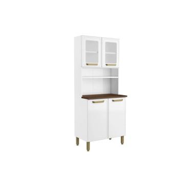 Imagem de Cozinha Compacta Bella c/ 4 Portas (2 c/ Vidro) 80cm Branco - Bertolini