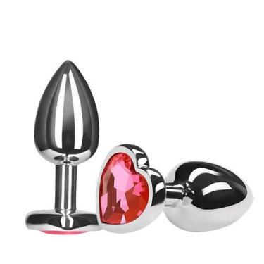 Imagem de Plug Anal Tamanho G em Aço Cromado Joia Coração - Jóia Anal 9 x 4 - 3R