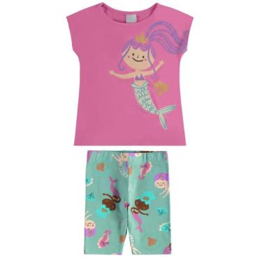 Imagem de Conjunto Infantil Menina Blusa Regata e Ciclista Sereia - Malwee-Feminino