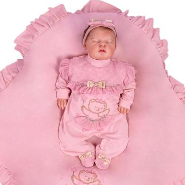 Imagem de Saída de Maternidade Menina Ursinha Ballet Rosê 03 Peças - Amora Baby 