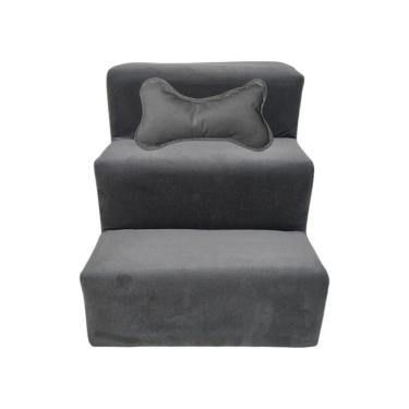 Imagem de Escada Para Pet 3 Degraus Veludo Cinza