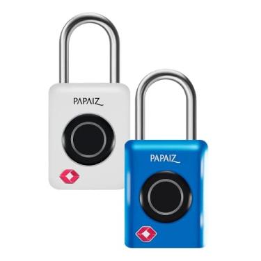 Imagem de Kit 2 Cadeados TSA Digital com Biometria e senha 35B Branco e Azul