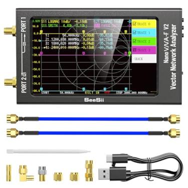 Imagem de Analisador de rede vetorial NanoVNA-F V2 50 kHz-3000 MHz HF VHF UHF VNA analisador de antena 4,3 polegadas com 5000 mAh, medição de tensão SWR, fase, atraso, gráfico Smith