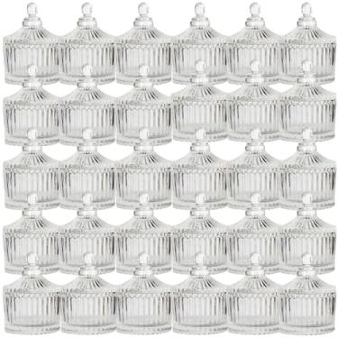 Imagem de Kit 30 Bomboniere De Vidro 90ml Com Tampa Porta Doces Decorativo Transparente Elegante Baleiro Festas Eventos