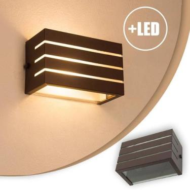 Imagem de Arandela Frisada Luminária Marrom Muro Parede Externa + Led G9 5w 3000