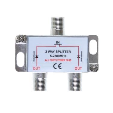 Imagem de Divisor de antena coaxial bidirecional bidirecional para RG6 RG59 5-2300 MHz cabo coaxial HDTV por satélite (2 portas)