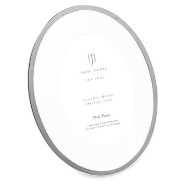 Imagem de Isaac Jacobs Moldura de metal oval prata 17 x 23 (fosco, 10 x 15 cm), moldura clássica feita para mesa e exibição suspensa, galeria de fotos e arte de parede (17 x 23 cm (fosco 10 x 15 cm), prata)