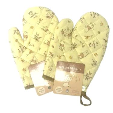 Imagem de Luvas de cozinha 100% algodão, 2 peças - Luvas fofas para cozinhar - pegadores de panela e resistentes ao calor - Conjuntos de luvas de forno e suportes de panela - Conjunto de luvas de forno