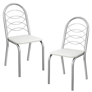 Imagem de Kit 2 Cadeiras Cromada Sala Jantar 2C009CR Corino Kappesberg Branco