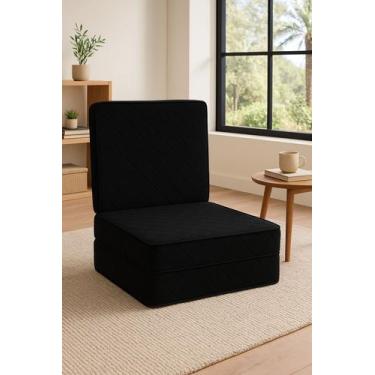 Imagem de Puff Multiuso 3 em 1 Portátil Colchonete - Puff - Sofá - Preto - SOBRA