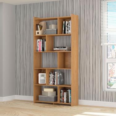 Imagem de Estante Multiuso 0724 91x183cm Nichos Mdp Menu Carvalho