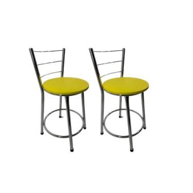 Imagem de Kit 2 Banquetas Bancos Baixa Bistrô Balcão Cozinha Cromada - FortMix, 