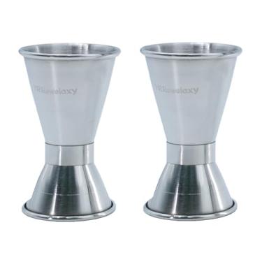 Imagem de YR Rowelaxy jigger de coquetel, gabaritos de dupla face feitos de aço inoxidável, 28.3 g e 1/56.7 g (2 peças) Ferramenta precisa de bartender para conjuntos de coqueteleira, jigger para bartender