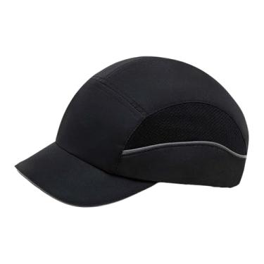 Imagem de KiBcsLic Boné de beisebol Bump Cap, versátil, à prova de choque, casual, chapéu de beisebol, chapéu para canteiro de obras, fábrica, academia ao ar livre, Preto