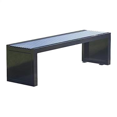 Imagem de ZzleoyuUUs-12 Banco de jardim ao ar livre 59,2/79,8 cm banco traseiro externo, banco de parque de metal preto, assento de tubo redondo banco de pátio (150 x 42 x 42 cm)