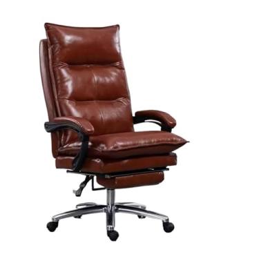 Imagem de Cadeira de escritório de couro cadeira de escritório para jogos - almofada confortável ergonômica com encosto alto ajustável giratória para casa cadeira executiva de escritório cadeira de computador