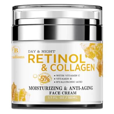 Imagem de Creme de retinol para rosto antienvelhecimento: creme de rugas para rosto e pescoço com ácido hialurônico de colágeno - hidratante noturno para homens e mulheres - presentes de cuidados com a pele