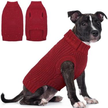 Imagem de PUMYPOREITY Suéter para cães – Suéter de bolinhas sem mangas com gola alta e elástico adequado para raças pequenas e médias, camisa de cachorro com pontos coloridos para fotos de Natal, M, vermelho