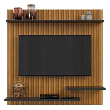 Imagem de Painel Suporte Para TV 32 Polegadas Smart Plus Nichhos Modelo MADRID - Quality Móveis (Ripado/Preto)