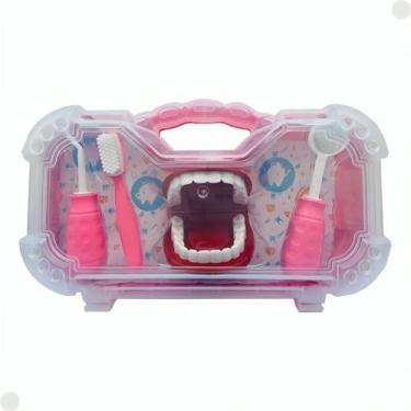 Imagem de Kit Maleta Brinquedo Dentista Acessórios Rosa 1270 Pakiplast