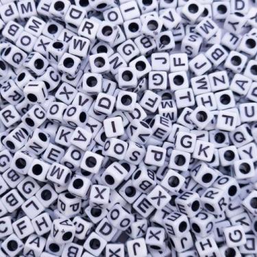 Imagem de Miçanga Passante Letras Colorida 7mm 300pçs 45g Alfabeto Escolha o Mod