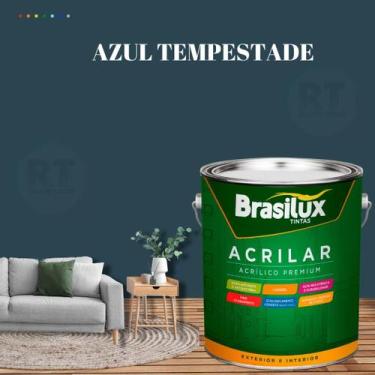 Imagem de Tinta De Parede Brasilux Acrilar Cor Azul Fosca Lavável Antimofo Premi