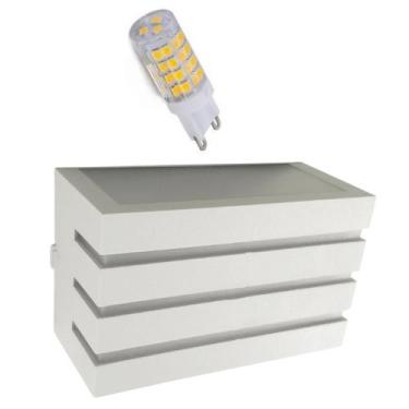 Imagem de Arandela Frisada parede muro quintal Branca + Lampada Led - Queluz