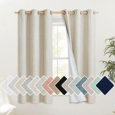 Imagem de Cortinas NICETOWN de linho espesso natural 100% blackout 42x63