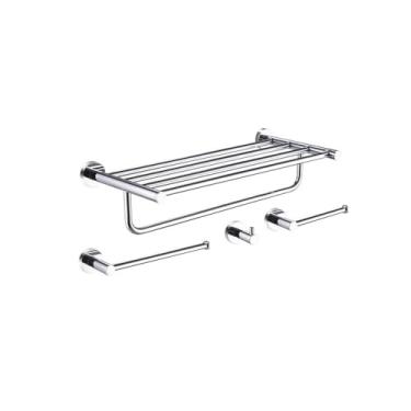 Imagem de Acessórios para banheiro cromados, toalheiro de aço inoxidável, porta-papel, anel para toalha, porta-copos, porta-escova de vaso sanitário, pingente de ferragens, conjunto de 4 peças B