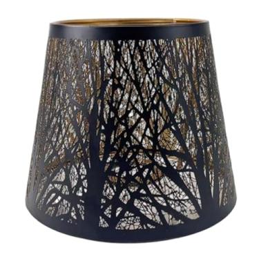 Imagem de Fenteer Abajur de metal, capa de lâmpada, acessórios decorativos, abajur para lâmpadas de chão, luminárias de mesa, lustre de cabeceira de hotel, Preto Grande