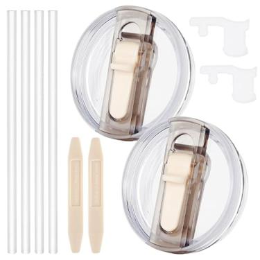 Imagem de Dsnirasy 2 peças de tampa de canudo dobrável à prova de derramamento para copo Stanley, tampa à prova de vazamento de 850 g para Stanley H2.0 Quencher ProTour, substituição de 850 g, com removível nº