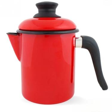 Imagem de Leiteira Esmaltada, Jarra para Ferver Leite, 900 Ml(com Tampa e Bico)(VERMELHO)