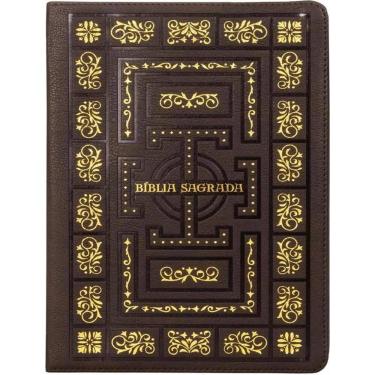 Imagem de Biblia Sagrada Catolica Ntlh, Molduras, Couro Soft Marrom, Leitura Perfeita