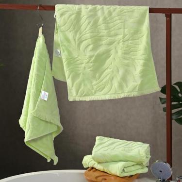 Imagem de Toalhas de mão premium 100% algodão jacquard pacote com 4 (48 x 89 cm) – Toalhas de spa e academia de secagem rápida para casa | Borlas decorativas, tapete de banho durável alternativo – Têxteis de