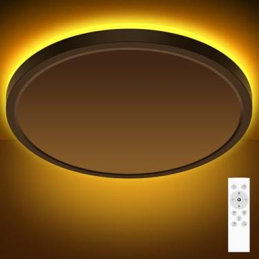 Imagem de zemty Luminária De Teto Led 19" Com Luz Noturna 1800K, 36W, 3600Lm, Controle Remoto, Ajustável 3000K A 6500K, Regulável, Perfil Baixo, Para Quarto, Sala Jantar E Cozinha - Branca