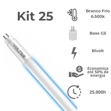 Imagem de VOLTER - Kit 25 Lâmpada Led Tubular Volter 9w T5 55cm G5 bivolt branco frio 6500k 950lm
