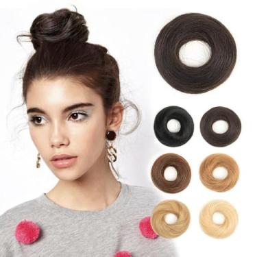 Imagem de VADES Extensão de coque de cabelo humano 100% real #1B Chignons pretos naturais com elástico elástico extensão de rabo de cavalo rosquinhas macias e elásticas