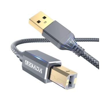 Imagem de AkoaDa Cabo de impressora USB 2.0 3 m USB tipo A macho para impressora macho B cabo de scanner de alta velocidade compatível com HP, Canon, Dell, Epson, Lexmark, Xerox, Samsung e mais
