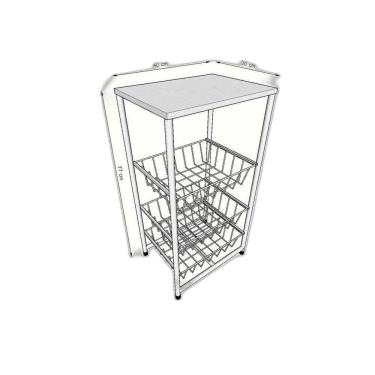 Imagem de Fruteira De Chão Cozinha Aço Mdf 3 Cestos Multiuso