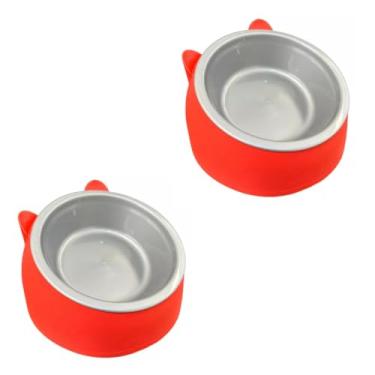 Imagem de Comedouro e Bebedouro Pet Elevado Alto Kit com 2 pçs Gatos Cachorro(Vermelho)